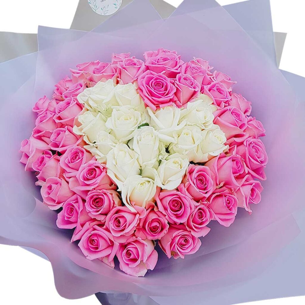 Bouquet Of White And Pink Roses Choiceflowersuae