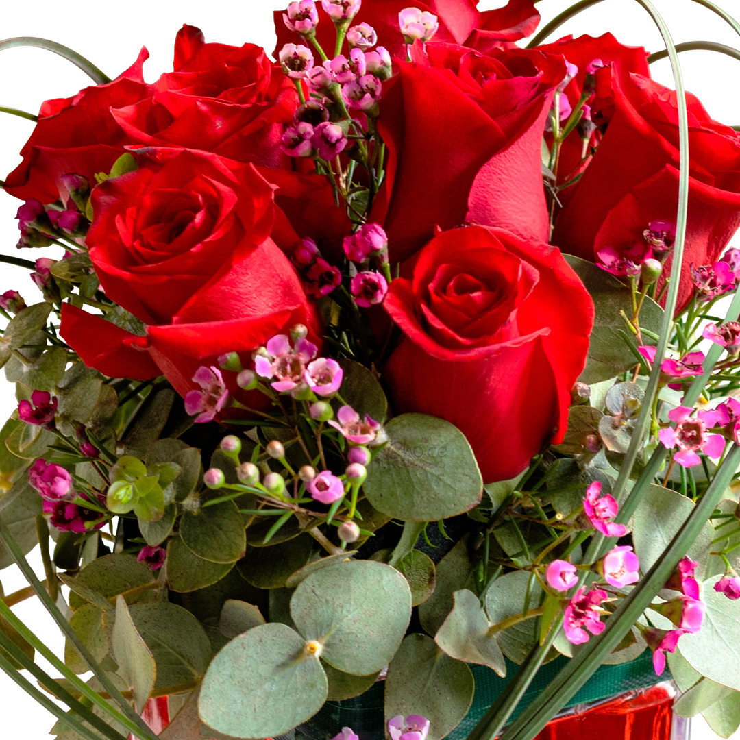 Red Roses in Glass Vase | Romantic Red Arrangement