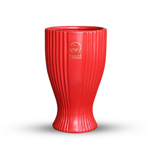 Red Long Ceramic Vase