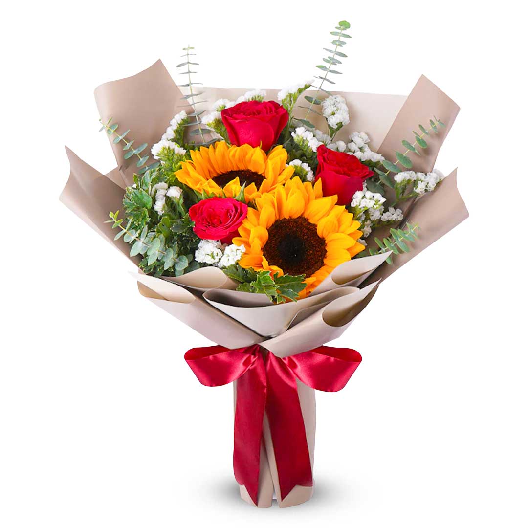 Online Hello Sunshine - Sunflower & Red Rose Bouquet | Choice Flowers