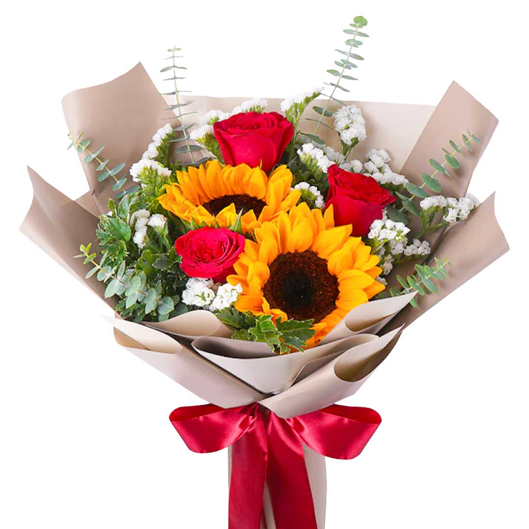 Online Hello Sunshine - Sunflower & Red Rose Bouquet | Choice Flowers