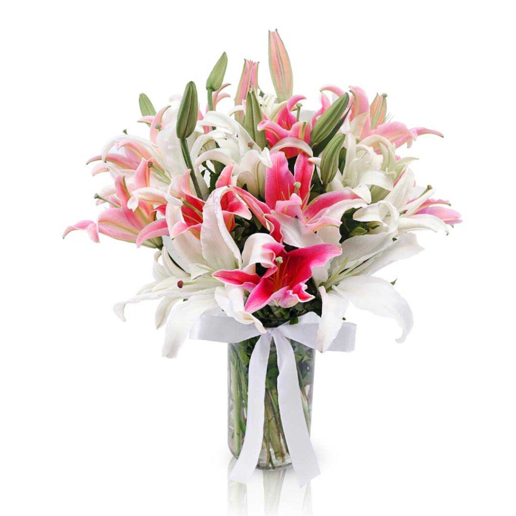 Pink & White Lilies - Choiceflowersuae