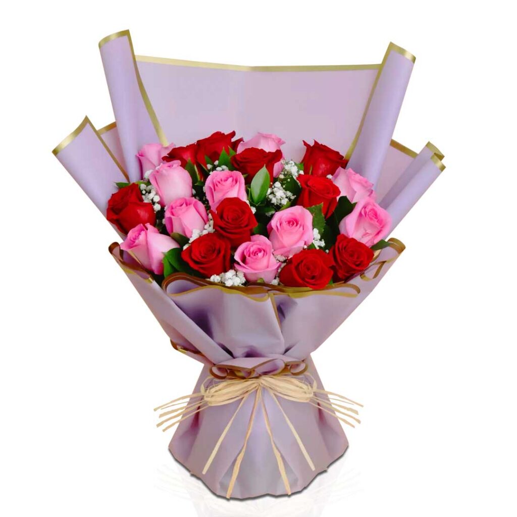 Pink & Red Roses Bouquet - Choiceflowersuae